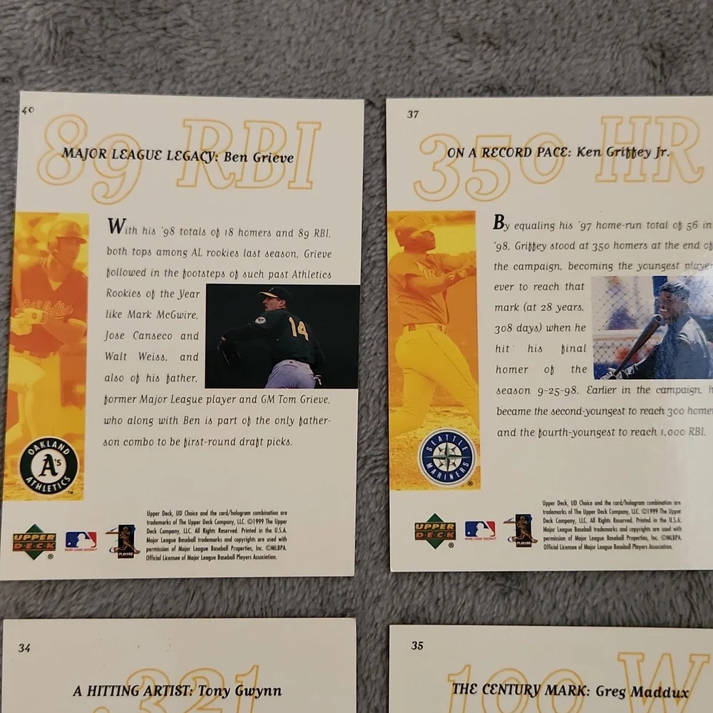 Vintage 1999 Upper Deck UD Choice Cover Glory Baseball Trading Cards